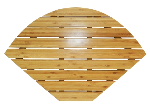 Fan-shaped bamboo bath mat